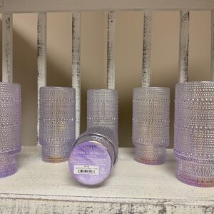 BKLYN Steel Co. Beaded Iridescent Iris Glass 16 oz Tumblers set (6).